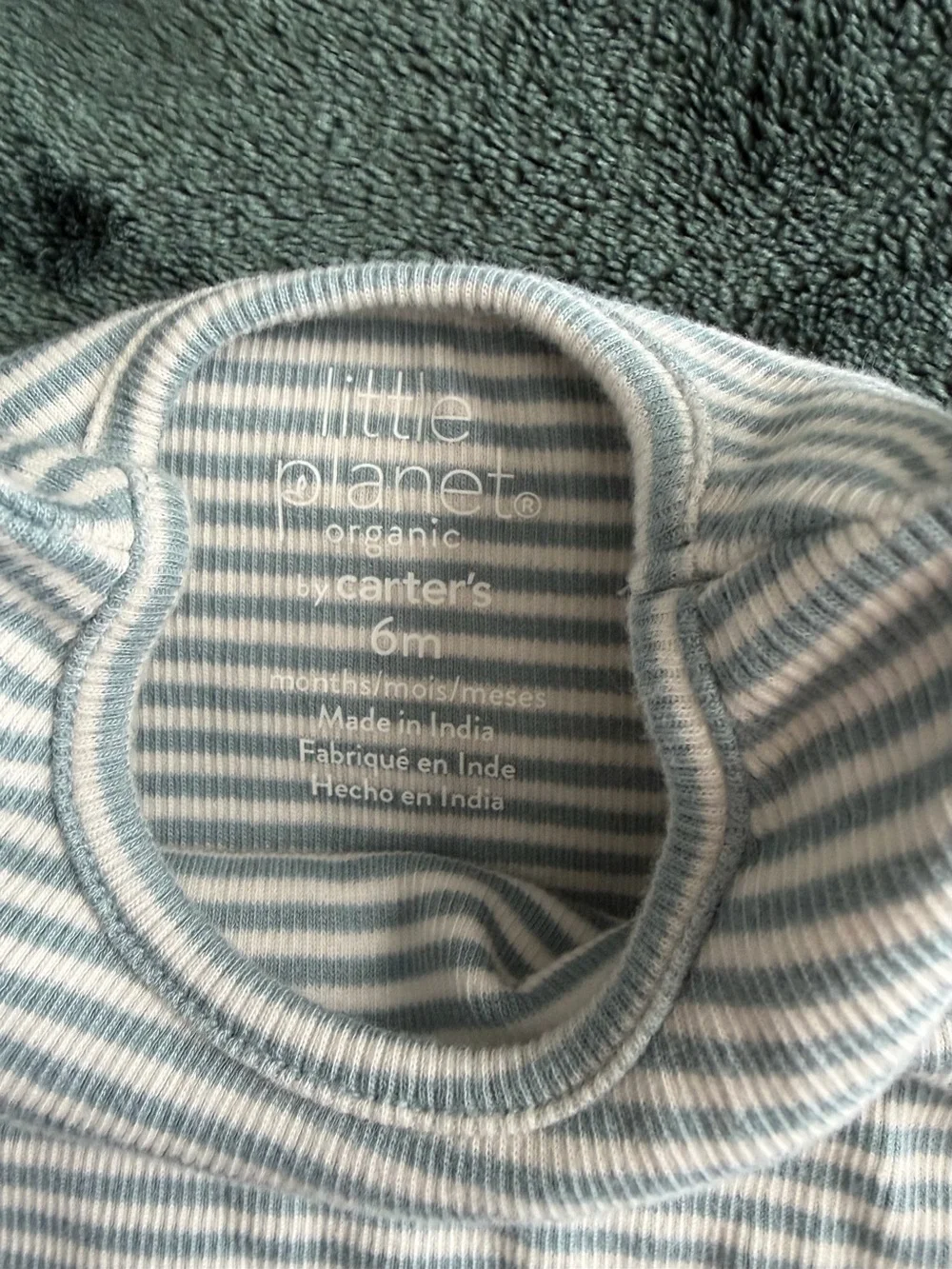 Carter's Light Blue and White Striped Ruffle-Sleeve Bodysuit
